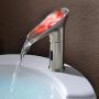 Gangang Led Automatic Touchless Sensor Waterfall Bathroom Sink Hot and Cold Faucet with Temerature Adjust Valve(waterfull A)