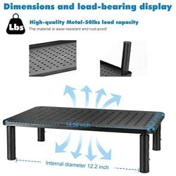 Urban Deco Computer Monitor Stand Riser 3 Height Adjustable Monitor Riser, Metal Rust-proof Desk Monitor Stand for Laptop/Printer/PC, 50Lbs Loading Capacity Pc Desktop Monitor Stand (BlACK-1pack)
