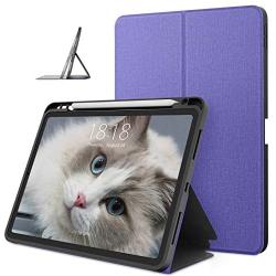 DTTO Case for iPad Air 4 2020, iPad 10.9 Case, Double-fold Folio Stand Shockproof TPU Back Cover with Built-in Apple Pencil Holder - Auto Wake/Sleep and Multiple Viewing Angles, Purple