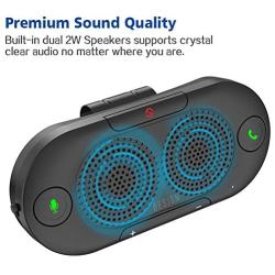 Besign BK06 Bluetooth 5.0 in Car Speakerphone with Visor Clip, Wireless Car Kit for Handsfree Talking, Motion Auto On, Siri Google Assistant Support, Dual 2W Speakers, Black