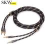 SKW Single Audiophile Speaker Cable,Convertible Banana Spade Gold Plated Connector,Nylon Braid,HiFi Quality Cable(5ft/1.5M,1 Pack for 1 Speaker)
