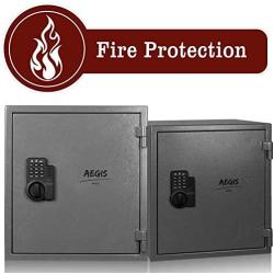 AEGIS 1.74 CF Fireproof Safe Electronic Security Box- Safe and Lock Box with Keypad Lock and Keys for Money Jewelry Passport Home Office Hotel,Battery Included
