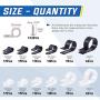 Glarks 132Pcs 6 Sizes 1/4-1 Black and White Nylon Screw Mounting R-Type Cable Clip Wire Clamp with 132Pcs Screws for Wire, Cable, Conduit and Cable Conduit Kit