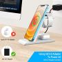 HATALKIN 3 in 1 Wireless Charging Station Compatible with Apple Products Multiple Devices Apple Watch SE 6 5 4 3 2/ iPhone 12/11/ Pro Max/X/XS/XRSE/8 Plus AirPods Pro/2 QI Fast Wireless Charger Stand