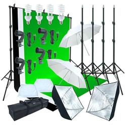 Linco Lincostore Photo Video Studio Light Kit AM169 - Including 3 Color Backdrops (Black/White/Green) Background Screen