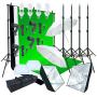 Linco Lincostore Photo Video Studio Light Kit AM169 - Including 3 Color Backdrops (Black/White/Green) Background Screen