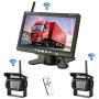 Podofo Wireless Vehicle 2 x Backup Cameras Parking Assistance System Ir Night Vision Waterproof Rear View Camera + 7'' Monitor for RV Truck Trailer Bus