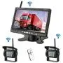 Podofo Wireless Vehicle 2 x Backup Cameras Parking Assistance System Ir Night Vision Waterproof Rear View Camera + 7'' Monitor for RV Truck Trailer Bus
