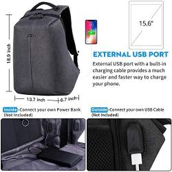 OUTJOY Anti Theft Travel Backpack Waterproof Laptop Backpack for Men Women Lockable Computer Backpack with USB Charging Port Padded Compartment for 15.6 inches Laptop School Backpack TSA Friendly Grey