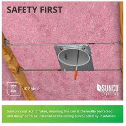 Sunco Lighting 6 Pack 6 Inch New Construction Housing, Air Tight IC Rated Aluminum Can, 120-277V, TP24 Connector Included for Easy Install - UL & Title 24 Compliant