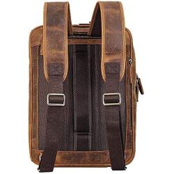 TIDING Mens Leather 17.3 Inch Laptop Backpack Convertible Briefcase Messenger Bag - Brown