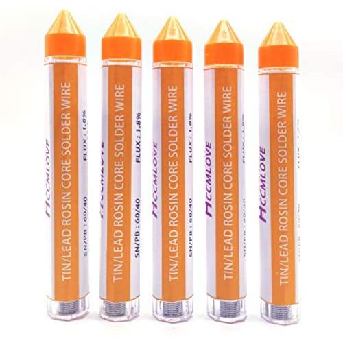 5PCS 27g 60/40 Rosin Core Solder Wire for Electronics Soldering,Rosin Core Solder Tin Lead Solder Wick Diameter 0.031''(0.8mm)