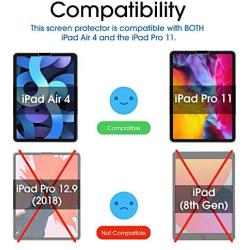 amFilm (2 Pack) Glass Screen Protector for iPad Air 4 (10.9''), iPad Pro 11 inch (11'') Tempered Glass Screen Protector, Ultra Sensitive, Face ID & Apple Pencil Compatible