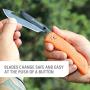 Outdoor Edge RazorLite - Replaceable Blade Folding Hunting Knife with Rubberized Nonslip TPR Handle, 6-Blades and Nylon Belt Sheath (Orange)