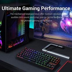 Redragon K552 Mechanical Gaming Keyboard 60% Compact 87 Key Kumara Wired Cherry MX Blue Switches Equivalent for Windows PC Gamers (RGB Backlit Black)