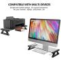 Mufti-Function USB 2.0 Monitor Stand Riser Tempered Glass Computer Screen Stand with Keyboard Storage Space, Fast Charging and External Power Supply (Gray)