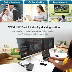 WAVLINK USB 3.0 and USB C Universal Laptop Docking Station Dual Monitor with HDMI & DVI/VGA with Gigabit Ethernet, 6 USB Ports, Audio for Laptop, Ultrabook and PCs, More Efficient Home Office