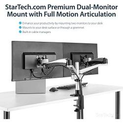 StarTech.com Desk Mount Dual Monitor Arm - Articulating - Supports VESA Monitors 12 to 30 - Adjustable - Grommet/Desk Mount - Premium - Silver (ARMDUAL30)