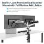 StarTech.com Desk Mount Dual Monitor Arm - Articulating - Supports VESA Monitors 12 to 30 - Adjustable - Grommet/Desk Mount - Premium - Silver (ARMDUAL30)