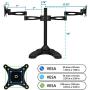 Mount-It! Free Standing Dual Monitor Stand | Double Arm Desk Mount Fits Two x 21 24 27 Inch Computer Screens | 2 Heavy Duty Full Motion Adjustable Arms | VESA 75 100 Compatible | Grommet Base Included