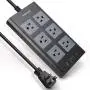 10 Ft Power Strip Flat Plug, JACKYLED Surge Protector with 6 AC Outlets 4 USB Charging Ports, 1875W/15A Long Extension Cord Pack Fireproof Desktop Charger for Office Home Kitchen School, Black Gray