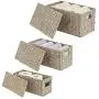 mDesign Natural Woven Water Hyacinth Closet Storage Organizer Basket Bin with Removeable Lids to use in Closet, Bedroom, Bathroom, Entryway, Office - Set of 3 - Gray Finish