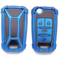 Royalfox(TM) Full Cover 2 3 4 Buttons TPU Silicone flip Remote Key Fob case Cover for Chevrolet Camaro Cruze Equinox Malibu SS Sonic Spark Volt Aveo,Buick Lacrosse Encore GL8 Regal Excelle (Blue)