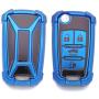 Royalfox(TM) Full Cover 2 3 4 Buttons TPU Silicone flip Remote Key Fob case Cover for Chevrolet Camaro Cruze Equinox Malibu SS Sonic Spark Volt Aveo,Buick Lacrosse Encore GL8 Regal Excelle (Blue)