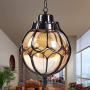 IJ INJUICY Outdoor Hanging Lantern, Rustic Waterproof Pendant Lighting Fixture in Painted Black Metal with Glass Globe, 7.1'' Exterior Hanging Light for Porch, Exterior, Entryway (Black)