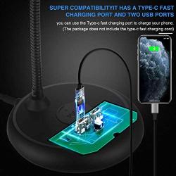 XYK 5X LED Magnifying Lamp with Type-C and USB Charging Port, Large Hand Free Magnifying Glass with Light and Stand for Reading Hobbies Crafts Close Work Workbench