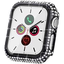 Fullife Compatible with Apple Watch Case, Bling Cases Replacement for Apple Watch 38mm 40mm 42mm 44mm Protective Bumper Compatible with Apple Watch Series 5 4 3 2 1, 38mm-Black