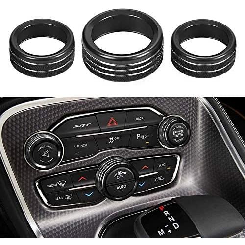 Thor-Ind AC Air Conditioner Volume Tune Knob Button Cover for Dodge Ram 1500 2500 3500 2013 2014-2018 for Dodge Challenger Charger Chrysler 300 300s 2015 2016 2017 2018 2019 2020 (Black)