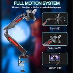 IMLIB Single Monitor Desk Mount - Adjustable Gaming Monitor Stand for Computer Screen 17 to 32 inches, Gas Spring Monitor Arm with C Clamp and Grommet Mounting Base, Hold up to 17.6 lbs