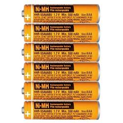 6PCS NI-MH AAA Rechargeable Battery 1.2V 550mAh for Panasonic Cordless Phone HHR-55AAABU Replacement Battery