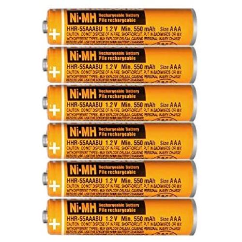6PCS NI-MH AAA Rechargeable Battery 1.2V 550mAh for Panasonic Cordless Phone HHR-55AAABU Replacement Battery