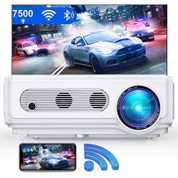 WiMiUS S6 Native 1080P WiFi Bluetooth Projector, 7500L HD Home & Outdoor Wireless Phone Projector Support 4K / Max Zoom 50% / Keystone, Led Movie Projector for Fire Stick, HDMI, USB,TV Box, Laptop