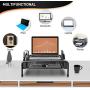 Monitor Stand Riser, Metal Desk Laptop Stand with Organizer Drawer, Desktop Organizer for Computer, Laptop, Printer and Phones by ELIVED, Black