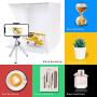 QYXINC Photo Studio Light Box with Mini Tripod，Ring Light Box with 128 LED，12.8inch Shooting Tent with 6 Color Photography Backdrop，Portable Folding Photo Studio Box with White Light Warm Light