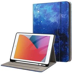 Fintie Folio Case for New iPad 8th Gen (2020) / 7th Generation (2019) 10.2 Inch - Multi-Angle Viewing Soft TPU Smart Stand Back Cover with Pocket, Pencil Holder, Auto Wake/Sleep, Starry Sky