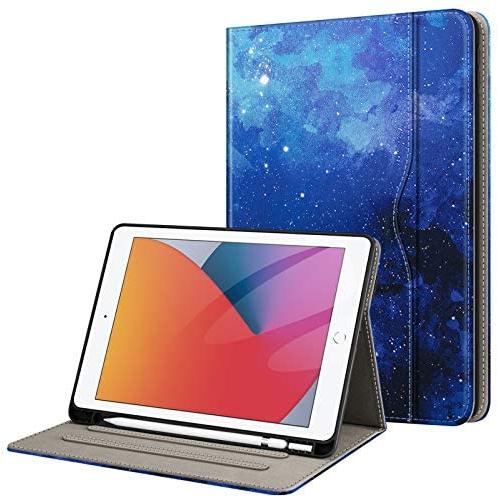 Fintie Folio Case for New iPad 8th Gen (2020) / 7th Generation (2019) 10.2 Inch - Multi-Angle Viewing Soft TPU Smart Stand Back Cover with Pocket, Pencil Holder, Auto Wake/Sleep, Starry Sky