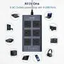 9.8 Ft Flat Plug Power Strip Surge Protector with USB, JACKYLED 1875W/15A 6 AC Wide Spaced Outlets 4 USB Charging Ports, 14AWG Heavy Duty Extension Cord for Home, Office, Hotel, Dorm, Blue Black