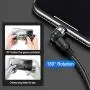 Magnetic Charging Cable(3-Pack, 1.6ft/3.3ft/6.6ft), Melonboy 360°&180° Rotation Magnetic Phone Charger Cable, 3 in 1 Nylon Braided Magnetic Cable Compatible with Micro USB, Type C and iProduct - Black