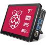 Raspberry Pi 7'' Touch Screen Display with Case - 1024x600 Support, Type-C, IPS 178° Ultra-Wide View Angle Monitor with Cooling Fan, 10 Finger Capacitive Touch