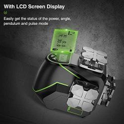 Huepar 12 Lines 3D Self-Leveling Laser Level with LCD Screen 3x360°Bluetooth Connected Green Beam Cross Line Laser Level Tool -360° Horizontal/Vertical Laser Line -Remote Control&Hard Carry Case S03CG