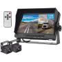 Hodozy Backup Camera 2 Split Screen Monitor System DVR Recording 7 inch 1080P Dual Waterproof Night Vision Rearview Camera Easy Installation for Truck/Trailer/Large Box/RV/Camper/Bus
