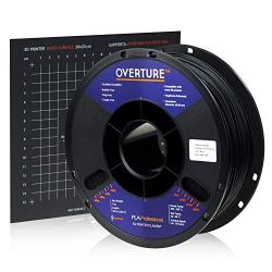 Overture PLA Plus (PLA+) Filament 1.75mm PLA Professional Toughness Enhanced PLA Roll with 3D Build Surface 200 x 200mm, Premium PLA 1kg Spool (2.2lbs), Dimensional Accuracy +/- 0.05 mm (Black)