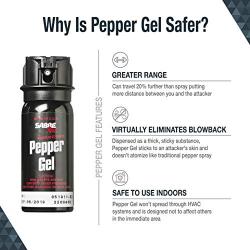 SABRE RED Tactical Pepper Gel with Belt Holster – Gel is Safer – Maximum Police Strength Gel OC Spray, Quick Access Flip Top, 18-foot (5.5 m) Range, 18 Bursts – Designed for Security Personnel