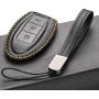 Vitodeco Leather Smart Key Fob Case Cover for 2020 Nissan Versa, Sentra, Altima, Maxima, Rogue, 2020 Infiniti Q50, Q60, QX50, QX60, QX80 and More Models (3 Buttons, Black)