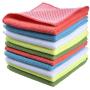 SINLAND Microfiber Dish Cloth for Washing Dishes Dish Rags Best Kitchen Cloths Cleaning Cloths with Poly Scour Side 5 Color Assorted 12''x12'' 10 Pack (Pinkx2+bluex2+whitex2+yellowx2+greenx2)