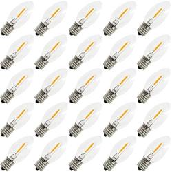 EMITTING Waterproof C9 Replacement LED Light Bulbs –0.6W Equivalent to 7W, White Warm 2700K Outdoor String Lights Vintage LED Filament Bulb, E17 Base Edison LED Light Bulbs, Clear Glass (C9-25PACK)